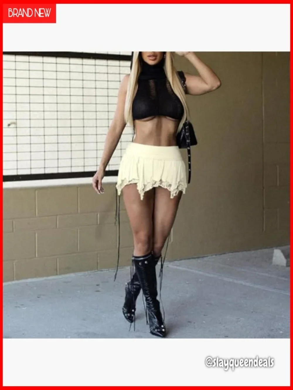 Lace Pleated Mini Skirt Low Waist Y2K Streetwear Flowy Ruffle Patchwork